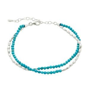 NEW Mini Nugget Gemstone Beaded Bracelet Sterling Silver - Turquoise